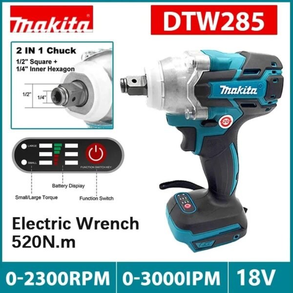 Makita DTW285 520N.M Impact Electric Wrench Brushless Wrench Cordless Tool Power Tools Rechargeable For Makita 18V Battery