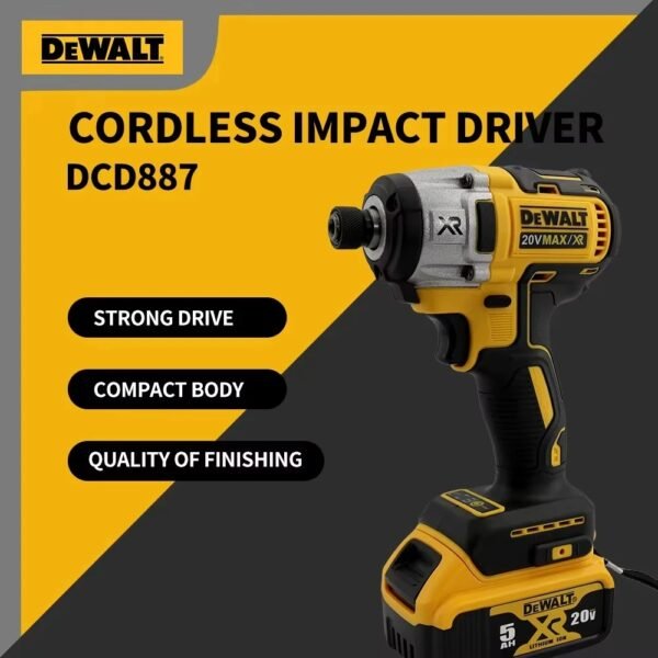 DEWALT DCD887 205N.m Brushless Impact Drill High Torque Cordless Screwdriver Electric Impact Driver 20V Rechargeable Power Tool