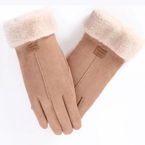 New Fashion Gloves Autumn Winter Cute Furry Warm Mitts Full Finger Mittens Women Outdoor Sport Female Gloves Screen(Brown)