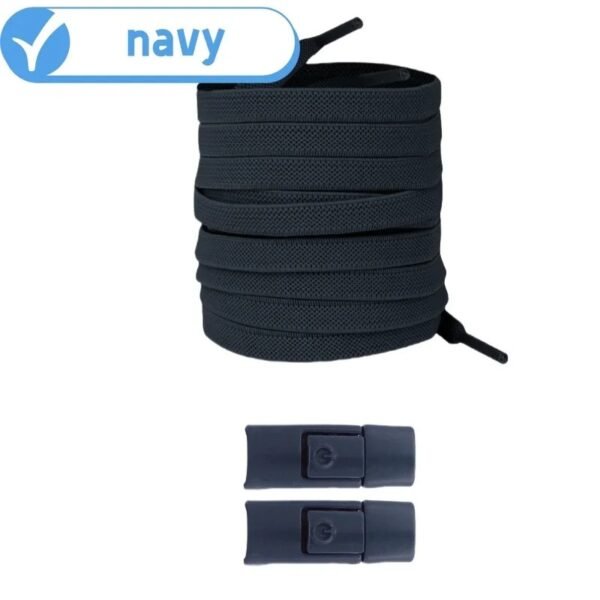 New Without Ties Elastic Laces No Tie Shoe Laces Press Lock Shoelaces Sneaker Kids Adult 8MM Widened Flat Shoelace for Shoes(Navy)