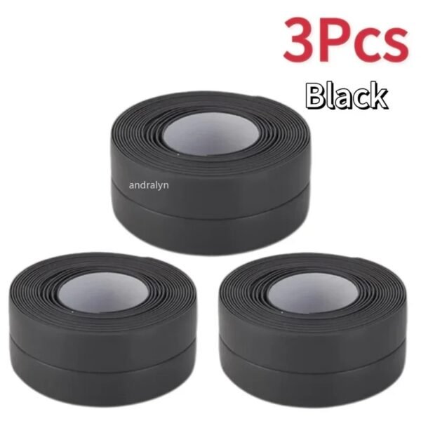 Waterproof Wall Tape Bathroom Kitchen Adhesive Tape Contour Tape Cardboard Sealing Strip Bathroom Shower Sink Bath Caulk Tapes(Black)