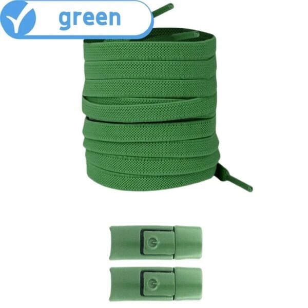 New Without Ties Elastic Laces No Tie Shoe Laces Press Lock Shoelaces Sneaker Kids Adult 8MM Widened Flat Shoelace for Shoes(Green)