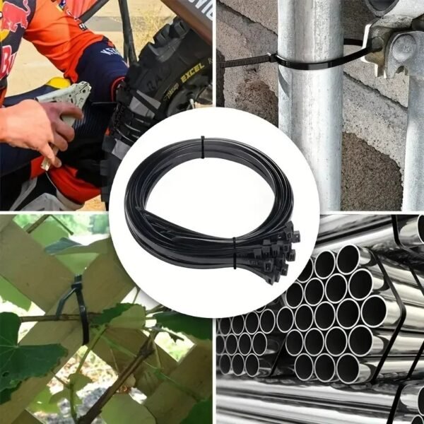500pcs Black Heavy-duty Nylon Cable Ties - Versatile Sizes for All Your Needs: 4", 6", 8", 10", 12" - High Tensile Strength - Image 5