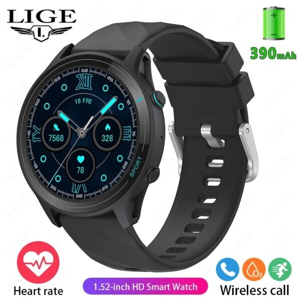 LIGE Smart Watch Man Outdoor Sports DIY Watches Face Bracelet Heart Rate Tracker Waterproof Bluetooth Call Smartwatch Women GPS