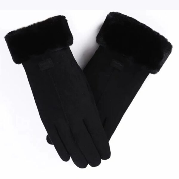 New Fashion Gloves Autumn Winter Cute Furry Warm Mitts Full Finger Mittens Women Outdoor Sport Female Gloves Screen(Black)