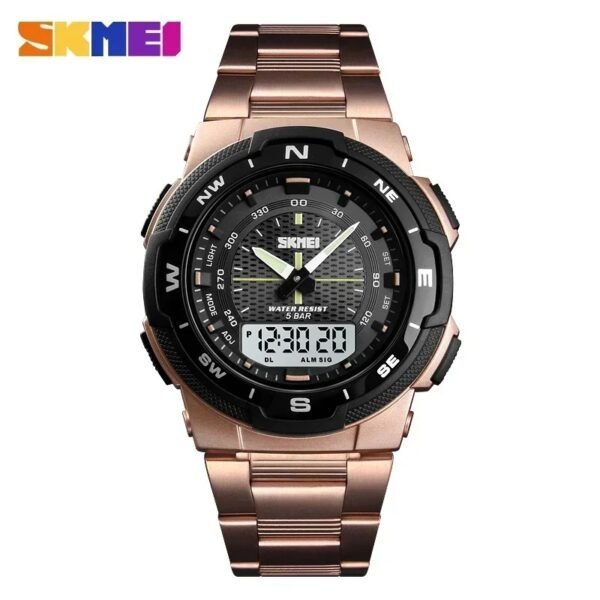 SKMEI 1370 Luxury Full Steel Business Waterproof Watch Relogio Masculino Watch Men Fashion Sport Quartz Clock Mens Watches(Rosegold)