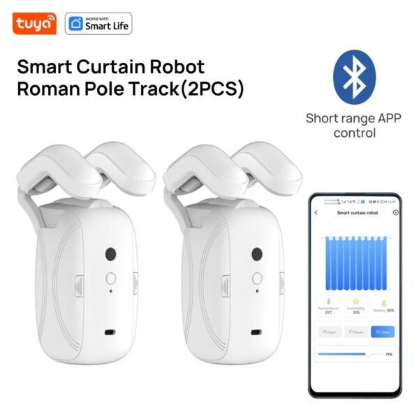 2PCS Bluetooth Tuya Smart Curtain Robot Roman Rod Track ，Delivery Does Not Include Remote Control, APP Control