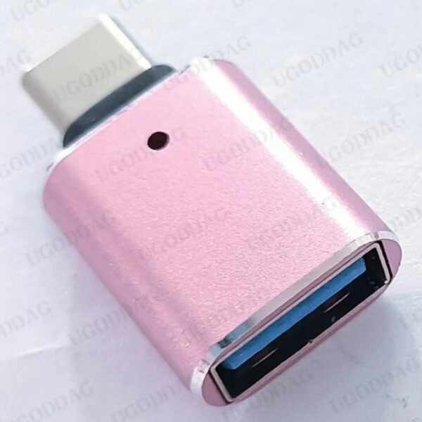 LED USB 3.0 To Type C Adapter OTG To USB C USB-A To Micro USB Type-C Female Connector For Samsung Xiaomi POCO Adapters(Pink)