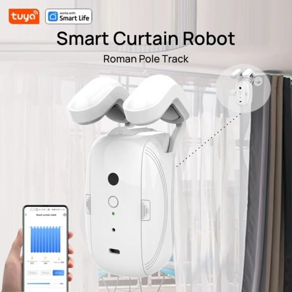 2PCS Bluetooth Tuya Smart Curtain Robot Roman Rod Track ，Delivery Does Not Include Remote Control, APP Control - Image 4
