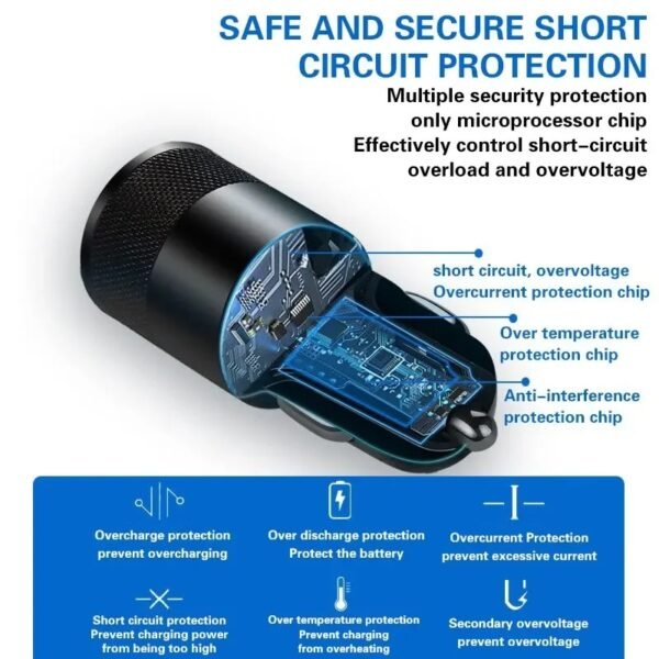 Olaf USB Type C Car Phone Adapter Fast Charging, Fast Charge 3.0, 68W, PD, iPhone 13, 12, Xiaomi, Huawei, Samsung S21 - Image 4