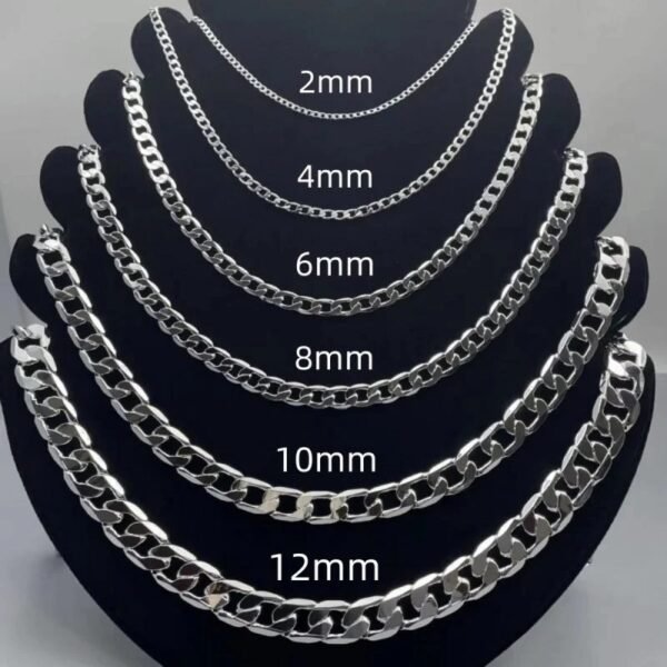 Men's 925 Sterling Silver Necklace 2/4/6/8/10/12MM 40-75cm Face Chain Necklace Lobster Clasp Men Women Engagement Jewelry Gifts(60cm/6mm)