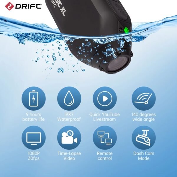 Drift Innovation Ghost XL Action Camera 1080 Full HD Video Camera with Rotating Lens and Dash Cam Mode IPX7 Waterproof Camera - Image 3