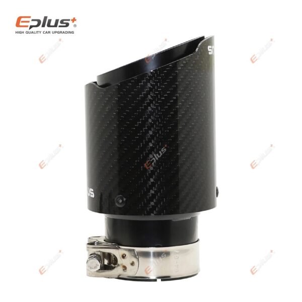 REMUS Car Gloss Carbon Fiber Muffler Tip Exhaust System Pipe Mufflers Nozzle Universal Straight Stainless Black Auto Parts(57mm-76mm) - Image 2
