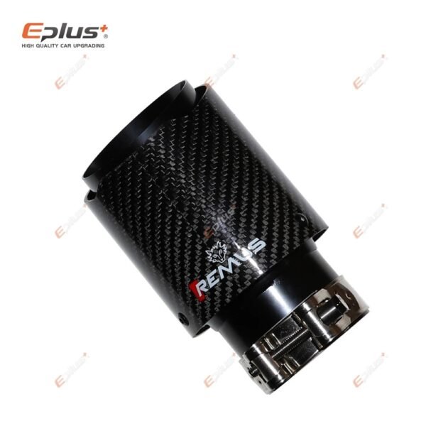 REMUS Car Gloss Carbon Fiber Muffler Tip Exhaust System Pipe Mufflers Nozzle Universal Straight Stainless Black Auto Parts(57mm-76mm) - Image 3