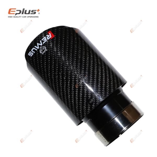 REMUS Car Gloss Carbon Fiber Muffler Tip Exhaust System Pipe Mufflers Nozzle Universal Straight Stainless Black Auto Parts(57mm-76mm) - Image 4