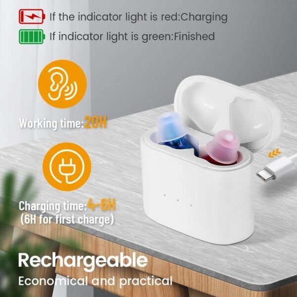 Elderly Hearing Aid Rechargeable ITE Deaf The Listening Device Mini Wireless Sound Amplifier Invisible Hearing Aids Headphones - Image 4