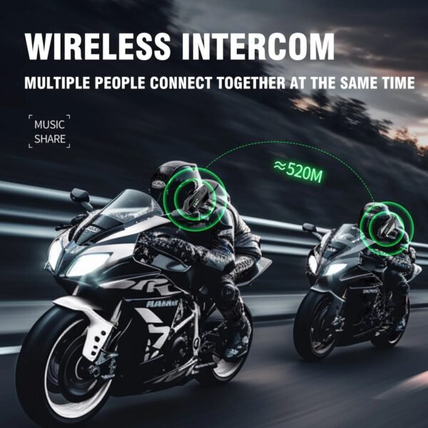 1/2PC C6 Motorcycle Helmet Bluetooth Intercom Headset AI Distance Led Lighting FM Voice CVC Noise Reduction IPX6 Waterproof - Image 3