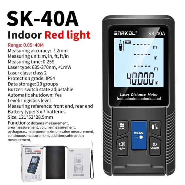Snakol Laser Tape Measure 120M Green Laser Distance Meter High Accuracy Roulette Multiple Measurement Functions Electronic Ruler(sk40a)