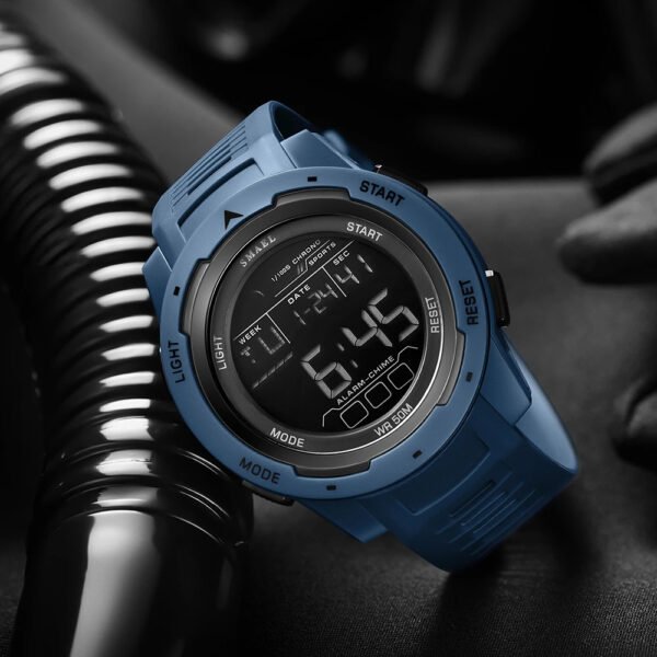 SMAEL 8105 Digital Watches Sports LED Wristwatches Men's 50m Waterproof Watch Digital Light Stopwatch Watch for Men(Blue)