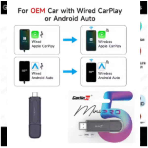 CarlinKit MINI 5.0 Pro Wireless CarPlay Adapter Plug & Play Smart CarPlay Box USB Dongle for OEM Car WiFi Bluetooth Auto Connect (MINI 5 Pro Dual Mode)