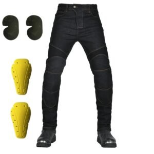 New Motorcycle Pants, Riding Jeans, Anti-fall, Classic Motorcycle Rider Pants, Racing Pants for All Seasons Black(Black S)