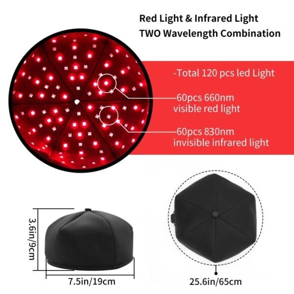 Red Light Therapy Device Hat Near Infrared LED Treatment Helmet for Hair growth Cap Prevant Loss Head relaxation Relief scalp - Image 2