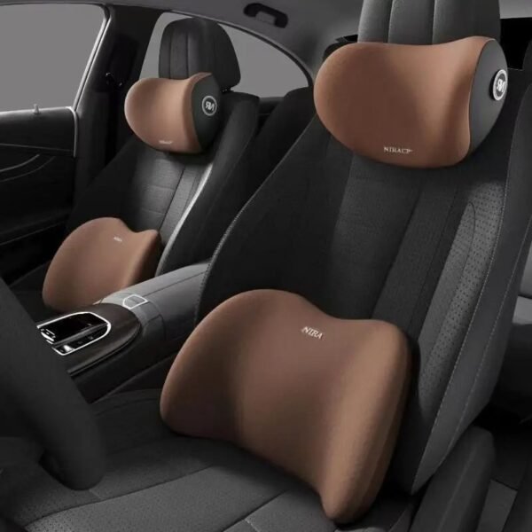 Ergonomic Memory Foam Car Seat Cushion - Lumbar Support & Neck Pillow For All-Season ComfortSynthetic Fiber Car Accessories(1set drown)