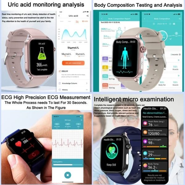AI Diagnostic Detector Smart Watch Women Blood Lipid and Uric Acid Body Composition Test Women Menstrual Health Tracker 2025 New - Image 2