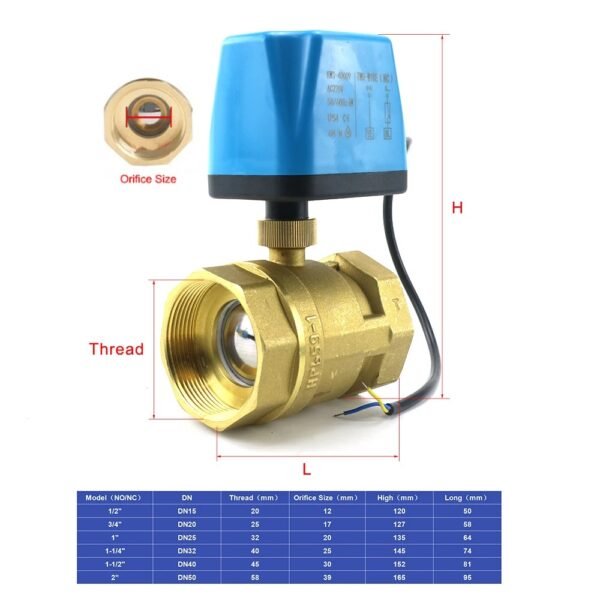 1/2" 3/4" 1" 2" Normally Closed Motorized Ball Valve 220V 12V 24V 2-Wire Brass Electric Solenoid Valve DN15 DN20 DN25 DN32 - Image 4