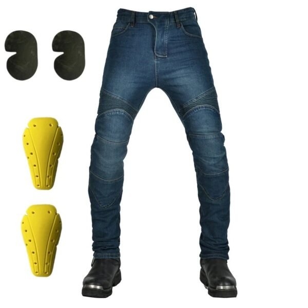 New Motorcycle Pants, Riding Jeans, Anti-fall, Classic Motorcycle Rider Pants, Racing Pants for All Seasons Black(Blue small)