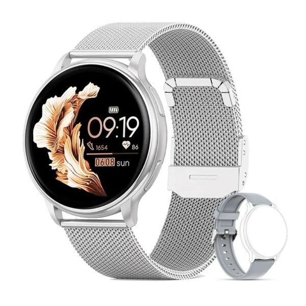 1.39'' Sports Smart Watch Fitness Clock Health Monitor Waterproof Smartwatch Wireless Call Watches for Men Women IOS Xiaomi 2025(Silver mesh)