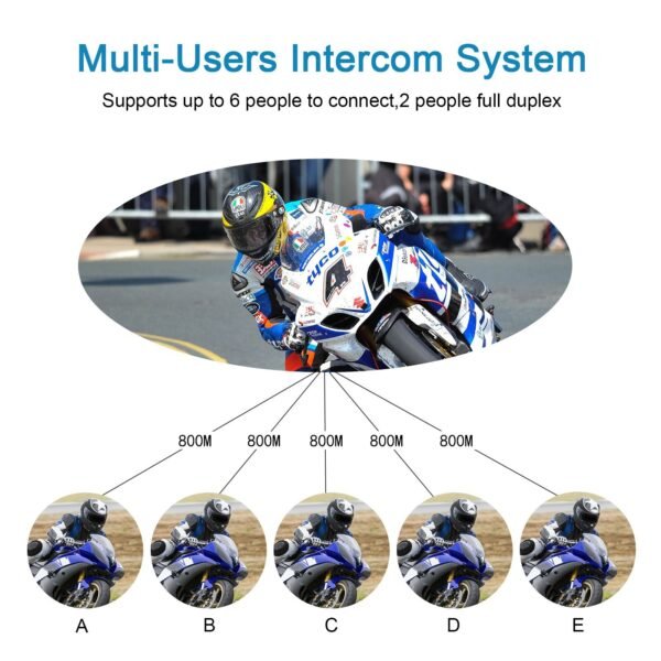XINOWY V6 Plus Motorcycle Helmet Bluetooth Headset Intercom 1200M Interphone Communicator Waterproof 6 Riders - Image 8