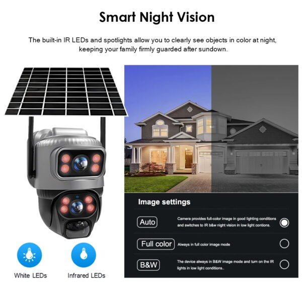 V380 Dual Lens 4G Camera Solar PIR Human Detection Night Vision Waterproof Security Video IP Camara 8MP 4K Battery CCTV Monitor - Image 7