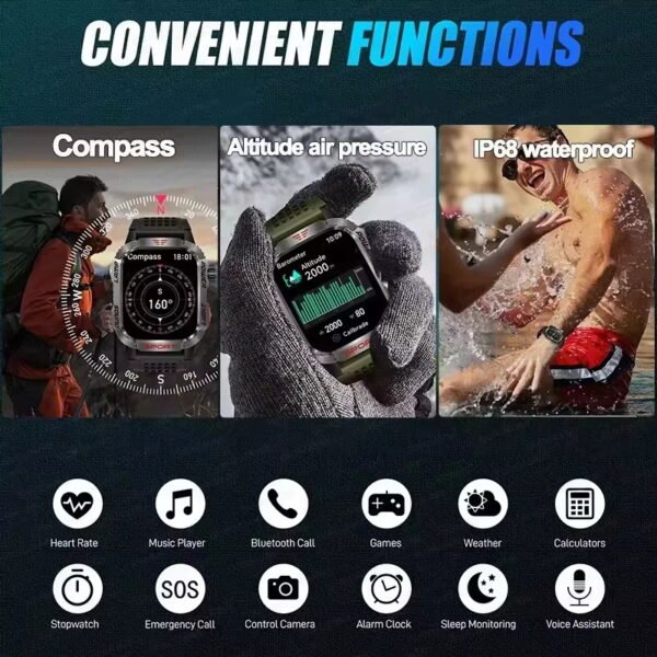 2024 New Military Outdoor Sport Smart Watch Men's 600 mAh Battery Waterproof GPS Track Call For Xiaomi Health Fitness Smartwatch - Image 5