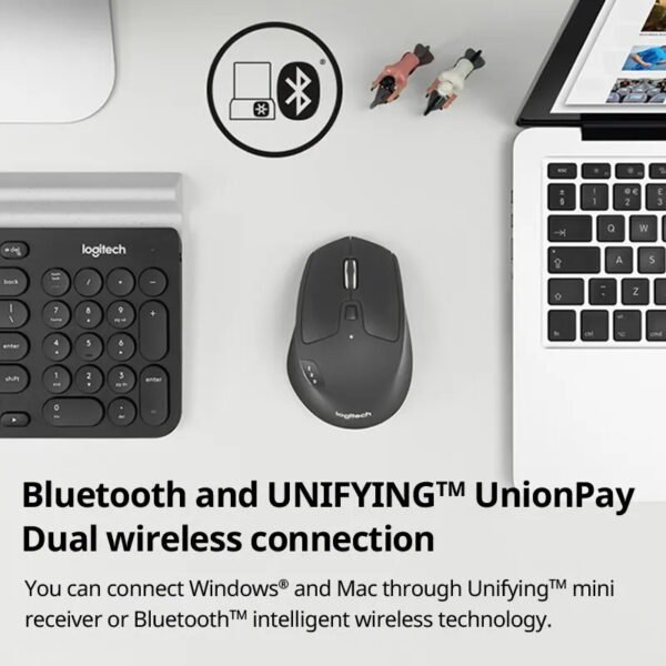 Logitech M720 Wireless Bluetooth Mouse Union Dual Mode Multi-device Office Efficient Comfortable Feel Notebook - Image 3