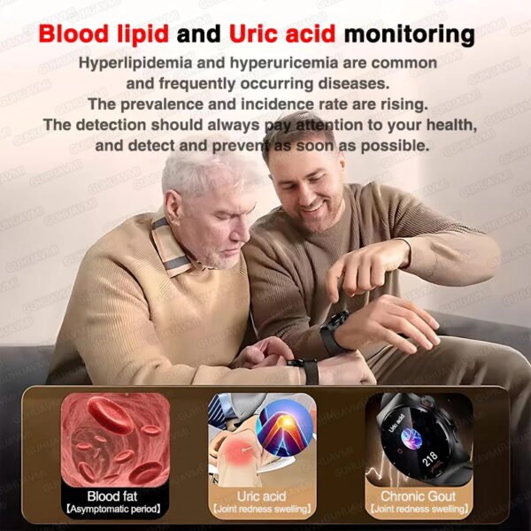（Silver Steel 2A）2025 New For HUAWEI AI Health Diagnosis Smart Watch Uric Acid Blood Lipids ECG PPG Micro examination Smartwatch For Android&IOS - Image 6