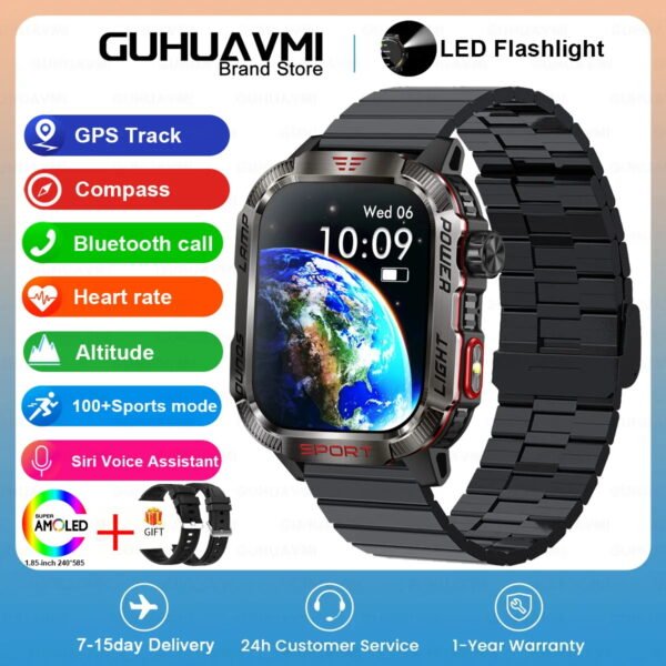 2024 New Military Outdoor Sport Smart Watch Men's 600 mAh Battery Waterproof GPS Track Call For Xiaomi Health Fitness Smartwatch - Image 14