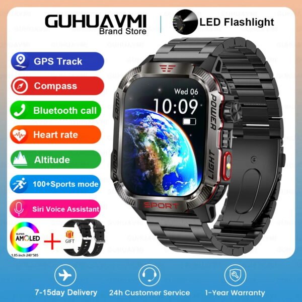 2024 New Military Outdoor Sport Smart Watch Men's 600 mAh Battery Waterproof GPS Track Call For Xiaomi Health Fitness Smartwatch - Image 9