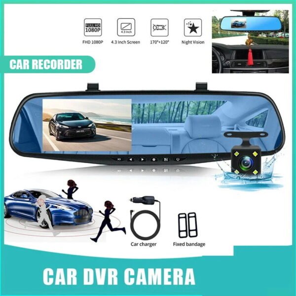Dual Lens Automobile Data Recorder Loop Recording 4.3 Inch Car Video Recorder Parking Monitor Auto Video Camera Motion Detection - Image 3