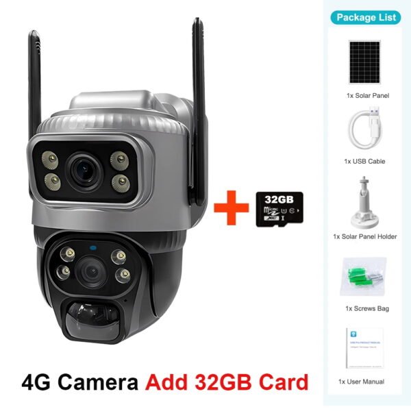 V380 Dual Lens 4G Camera Solar PIR Human Detection Night Vision Waterproof Security Video IP Camara 8MP 4K Battery CCTV Monitor - Image 10