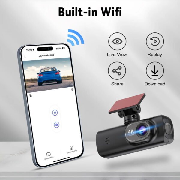 Front and rear 4K driving recorders, Wi Fi and application control, G-Sensor, Night vision， Wide angle, loop playback, Parking - Image 5