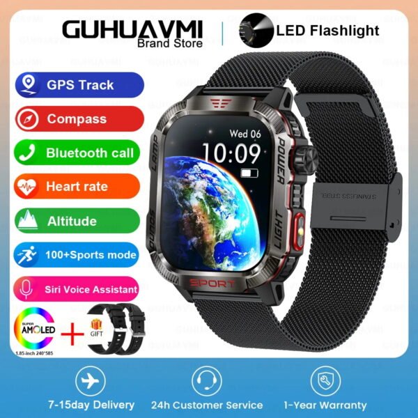 2024 New Military Outdoor Sport Smart Watch Men's 600 mAh Battery Waterproof GPS Track Call For Xiaomi Health Fitness Smartwatch - Image 11