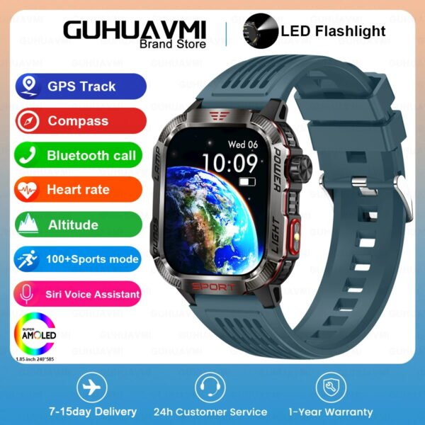 2024 New Military Outdoor Sport Smart Watch Men's 600 mAh Battery Waterproof GPS Track Call For Xiaomi Health Fitness Smartwatch - Image 10