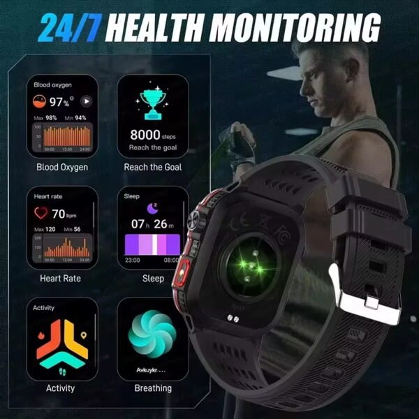 2024 New Military Outdoor Sport Smart Watch Men's 600 mAh Battery Waterproof GPS Track Call For Xiaomi Health Fitness Smartwatch - Image 6