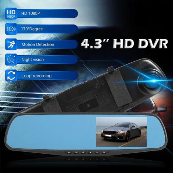 Dual Lens Automobile Data Recorder Loop Recording 4.3 Inch Car Video Recorder Parking Monitor Auto Video Camera Motion Detection - Image 4