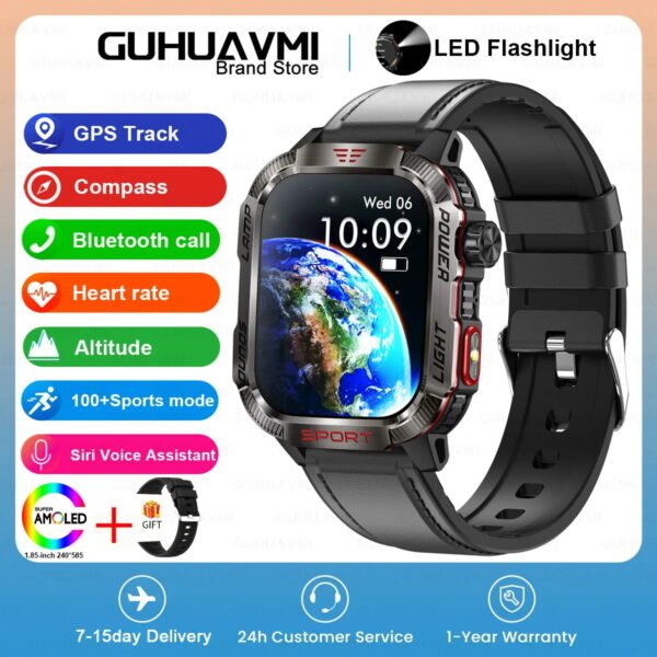 2024 New Military Outdoor Sport Smart Watch Men's 600 mAh Battery Waterproof GPS Track Call For Xiaomi Health Fitness Smartwatch - Image 12
