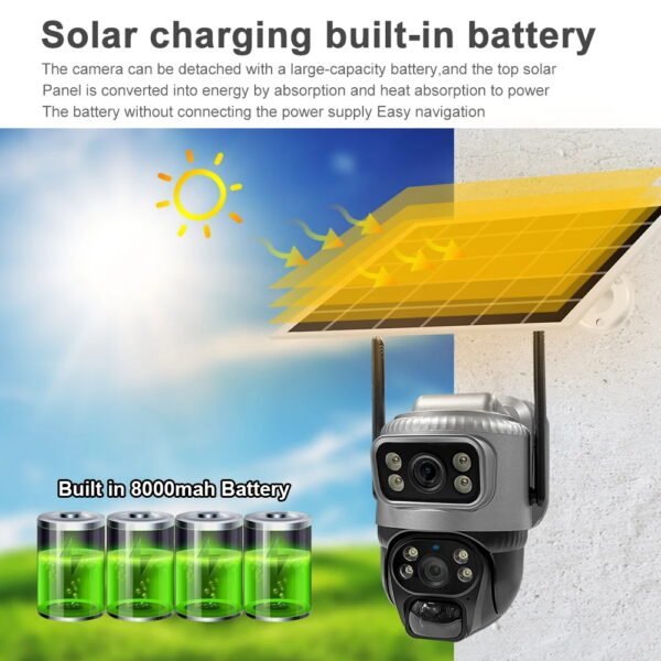 V380 Dual Lens 4G Camera Solar PIR Human Detection Night Vision Waterproof Security Video IP Camara 8MP 4K Battery CCTV Monitor - Image 9