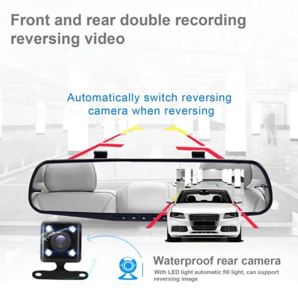 Dual Lens Automobile Data Recorder Loop Recording 4.3 Inch Car Video Recorder Parking Monitor Auto Video Camera Motion Detection - Image 5