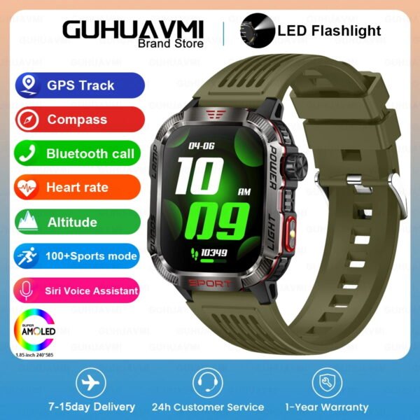 2024 New Military Outdoor Sport Smart Watch Men's 600 mAh Battery Waterproof GPS Track Call For Xiaomi Health Fitness Smartwatch - Image 2