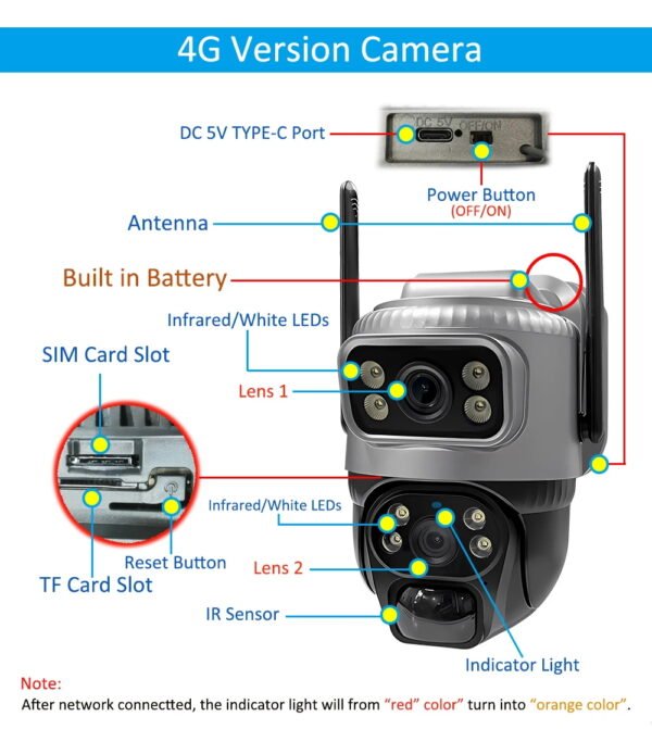 V380 Dual Lens 4G Camera Solar PIR Human Detection Night Vision Waterproof Security Video IP Camara 8MP 4K Battery CCTV Monitor - Image 8